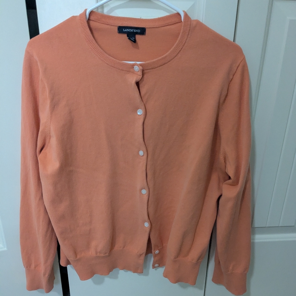 Lands' End Women's Peach Cardigan Sweater